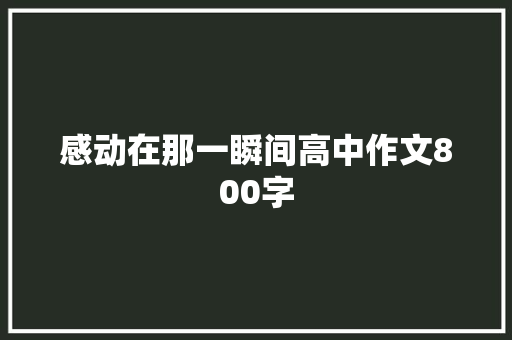 感动在那一瞬间高中作文800字