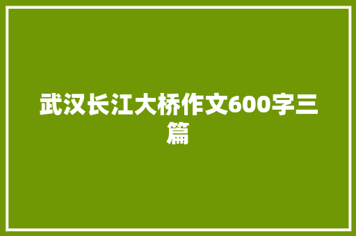 武汉长江大桥作文600字三篇