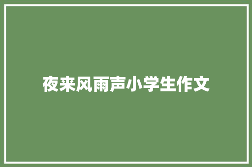 夜来风雨声小学生作文