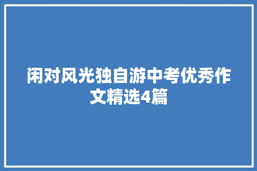 闲对风光独自游中考优秀作文精选4篇