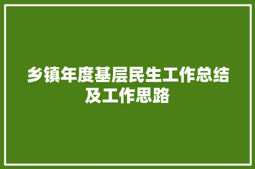 乡镇年度基层民生工作总结及工作思路