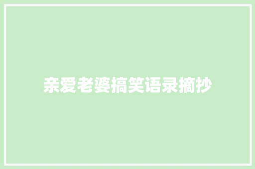 亲爱老婆搞笑语录摘抄 会议纪要范文