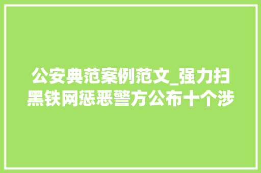 公安典范案例范文_强力扫黑铁网惩恶警方公布十个涉黑恶范例案例