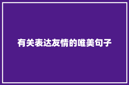 有关表达友情的唯美句子 职场范文