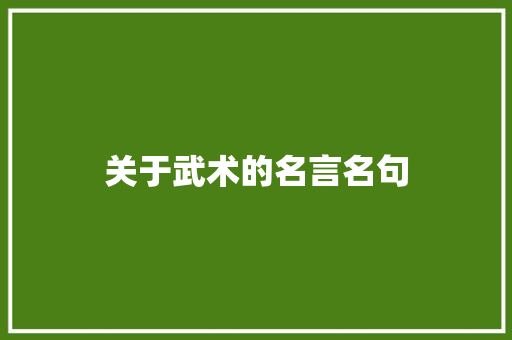 关于武术的名言名句