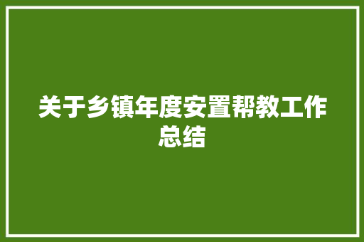 关于乡镇年度安置帮教工作总结 会议纪要范文