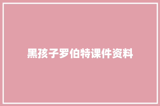 黑孩子罗伯特课件资料