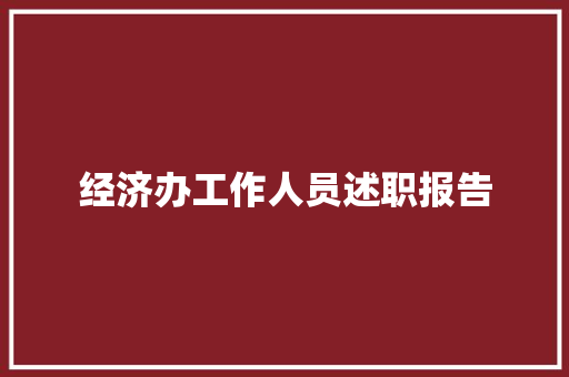 经济办工作人员述职报告