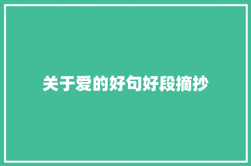 关于爱的好句好段摘抄