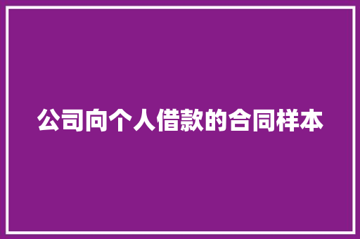 公司向个人借款的合同样本