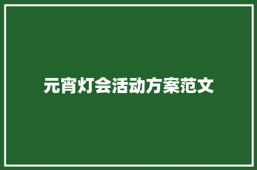 元宵灯会活动方案范文