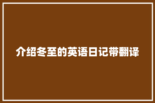 介绍冬至的英语日记带翻译