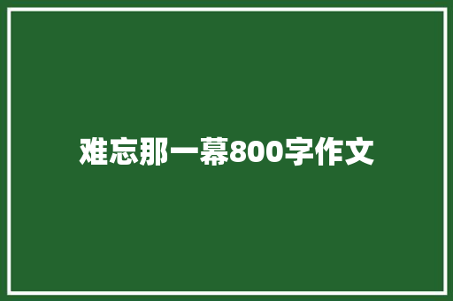 难忘那一幕800字作文