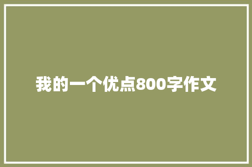 我的一个优点800字作文