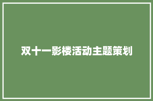 双十一影楼活动主题策划