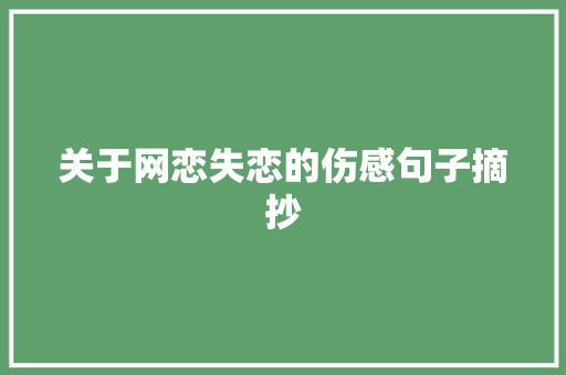 关于网恋失恋的伤感句子摘抄