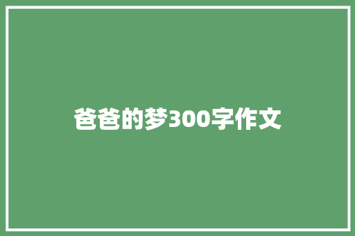 爸爸的梦300字作文