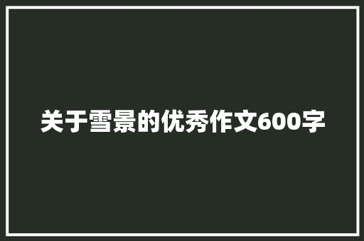 关于雪景的优秀作文600字 论文范文