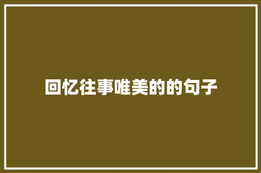 回忆往事唯美的的句子 职场范文