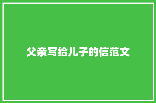 父亲写给儿子的信范文