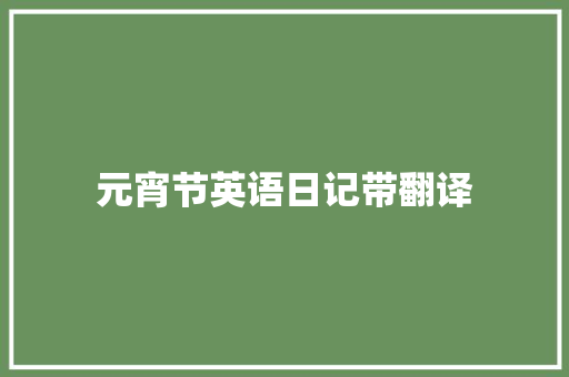 元宵节英语日记带翻译