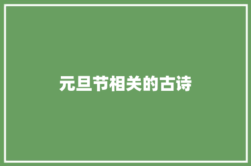 元旦节相关的古诗