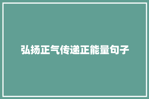 弘扬正气传递正能量句子 综述范文