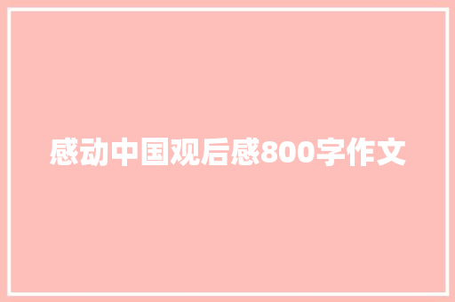 感动中国观后感800字作文 会议纪要范文