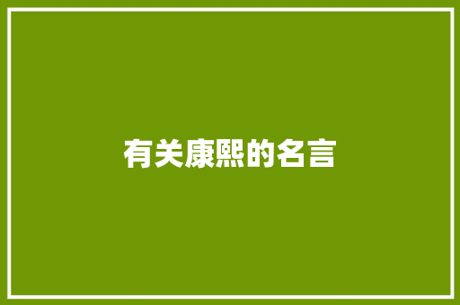 有关康熙的名言 学术范文