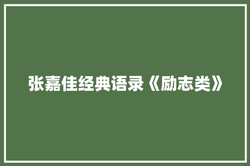 张嘉佳经典语录《励志类》