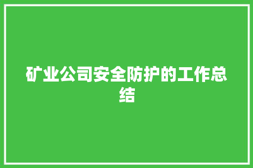 矿业公司安全防护的工作总结