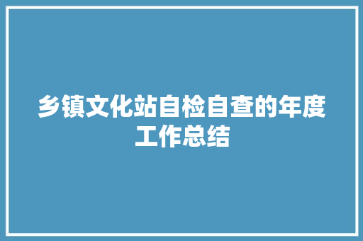 乡镇文化站自检自查的年度工作总结