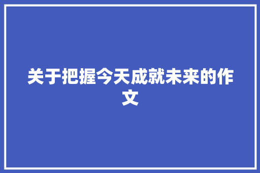 关于把握今天成就未来的作文 论文范文