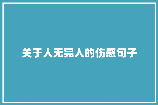 关于人无完人的伤感句子