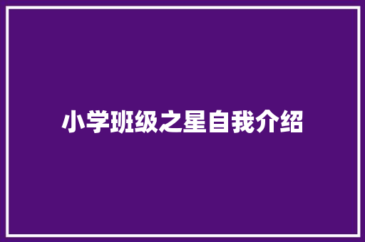 小学班级之星自我介绍