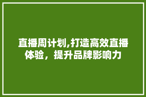 直播周计划,打造高效直播体验，提升品牌影响力