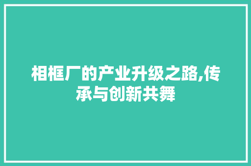 相框厂的产业升级之路,传承与创新共舞