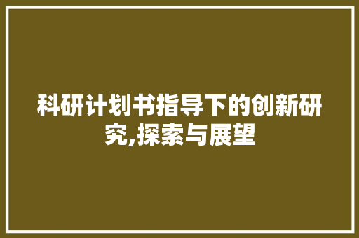 科研计划书指导下的创新研究,探索与展望