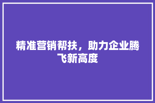 精准营销帮扶，助力企业腾飞新高度