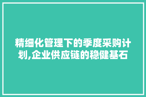 精细化管理下的季度采购计划,企业供应链的稳健基石