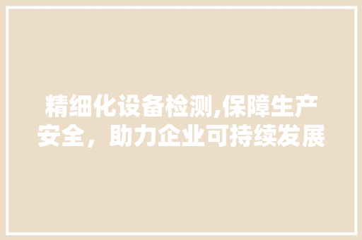 精细化设备检测,保障生产安全，助力企业可持续发展