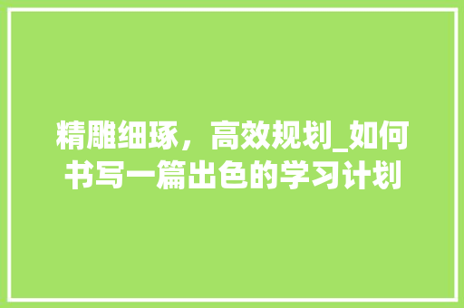 精雕细琢，高效规划_如何书写一篇出色的学习计划