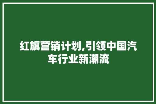 红旗营销计划,引领中国汽车行业新潮流