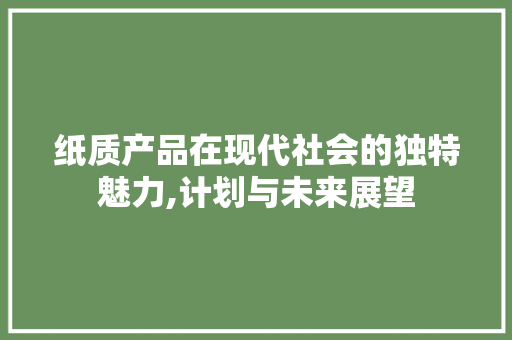 纸质产品在现代社会的独特魅力,计划与未来展望