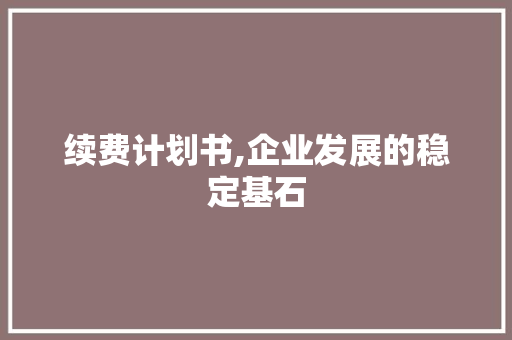 续费计划书,企业发展的稳定基石