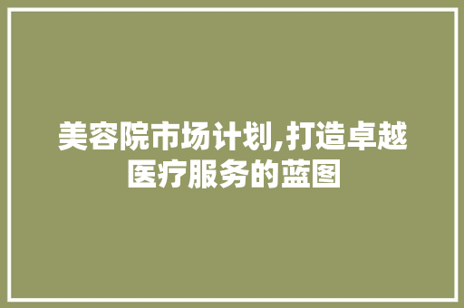 美容院市场计划,打造卓越医疗服务的蓝图