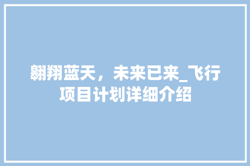 翱翔蓝天，未来已来_飞行项目计划详细介绍