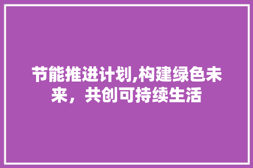 节能推进计划,构建绿色未来，共创可持续生活