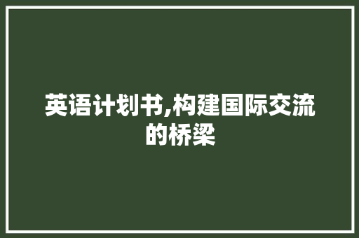 英语计划书,构建国际交流的桥梁