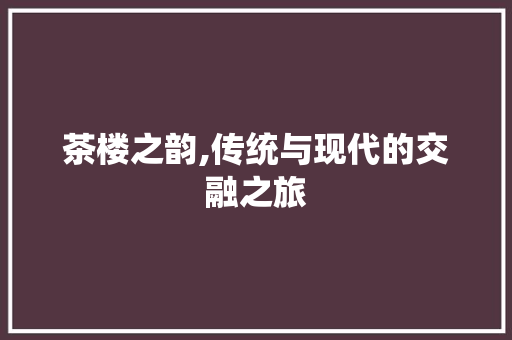 茶楼之韵,传统与现代的交融之旅